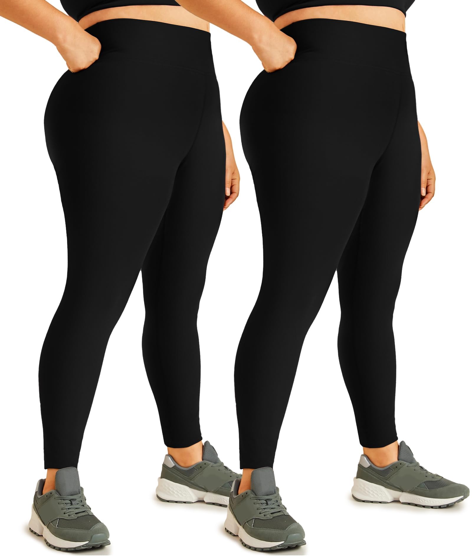 Photo 1 of Hi Clasmix Plus Size Leggings for Women Black 3X-Large-2 Pack High Waisted Tummy Control Soft Maternity Athletic Casual Yoga Pants for Curvy Women