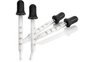 Eye Dropper - (Pack of 4) Bent & Straight Tip Calibrated Glass Medicine Droppers for Essential Oils | Pipette Dropper for Acc