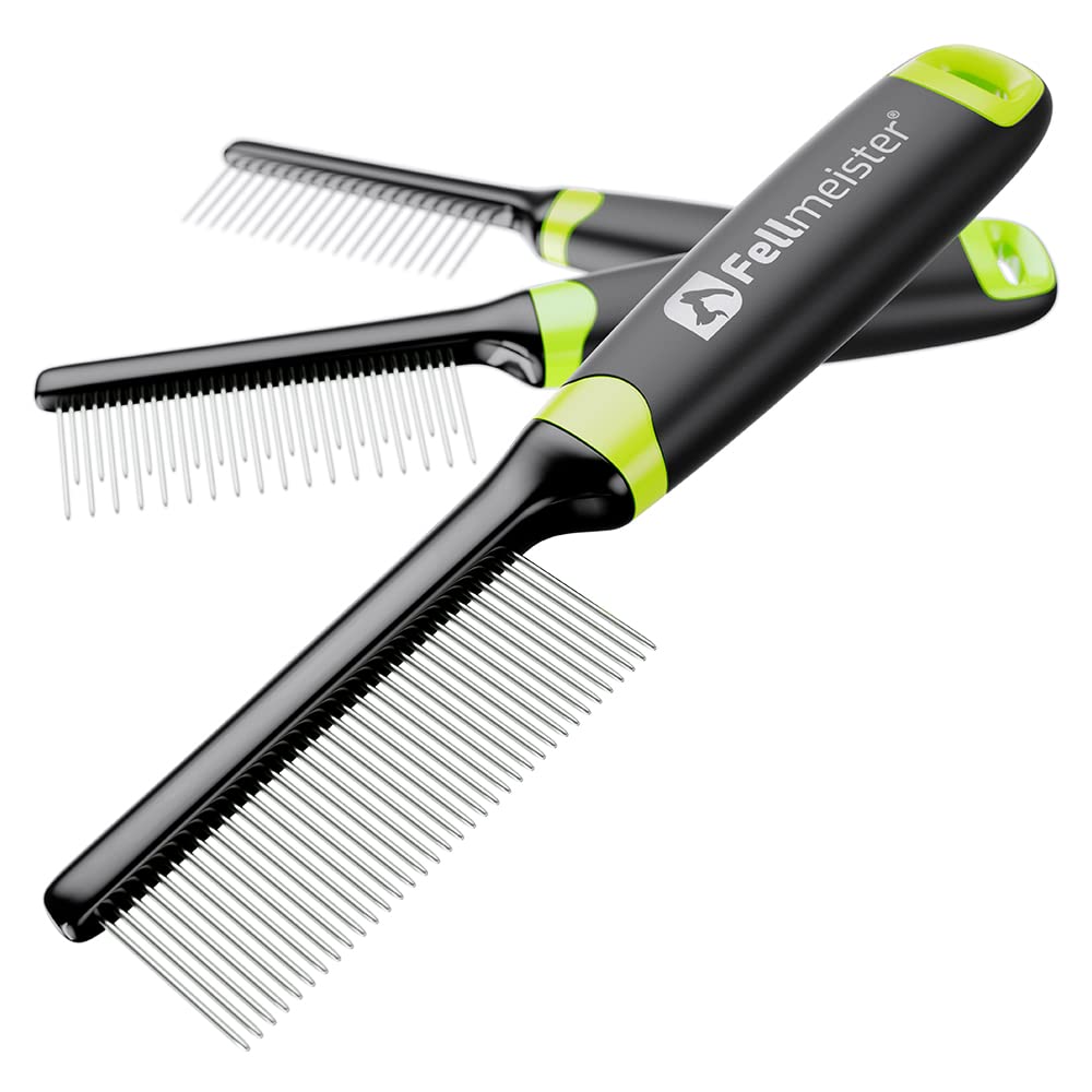 Fellmeister® Fur Comb & Face Comb for Dogs & Cats, Fur Detangler, Fine Prongs Dog & Cat Brush Suitable for Medium to Long Hair (Comb (Set of 3)