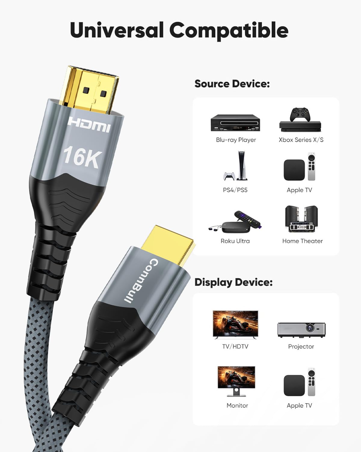 HDMI 2.2 Kabel 96Gbps 2m, 8K/16K Ultra-High-Speed, HDMI 2.1 kompatibel 6