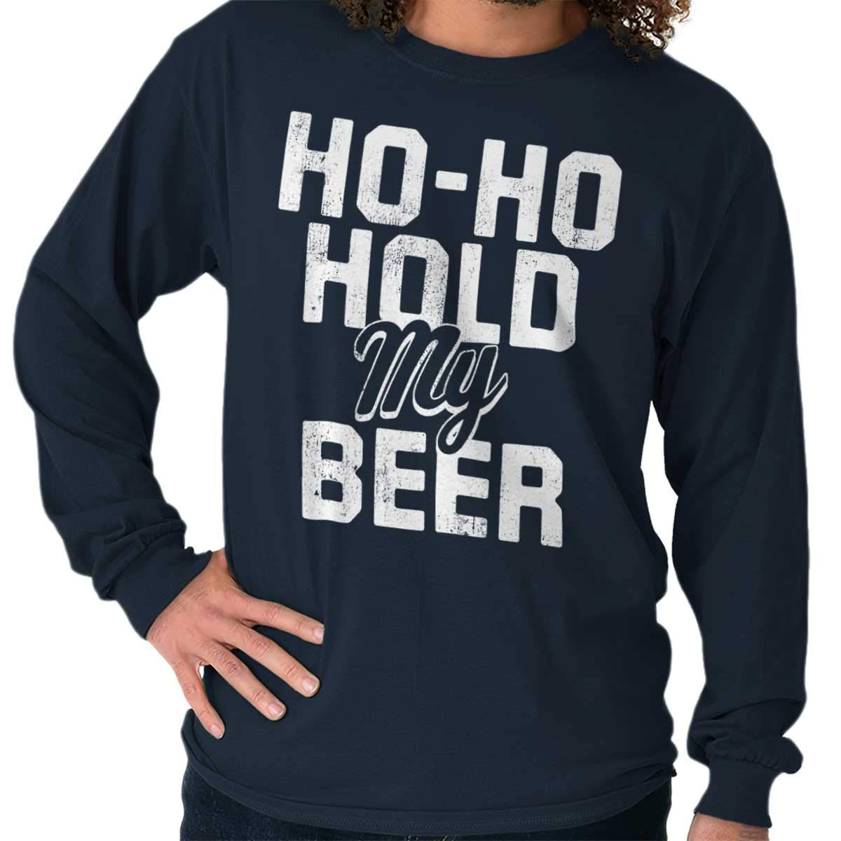  Ho Ho Hold My Beer Merry Christmas Drinking T Shirt