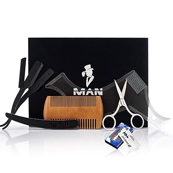 beard grooming kit with straight razor