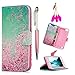 MOLLYCOOCLE iPod Touch 6 Case, Cherry Blossoms Pattern PU Leather Wallet Flip Case with Credit Card ID Holders TPU Soft Bumper Ultra Slim Purse Pockets Cover Case for iPod Touch 5