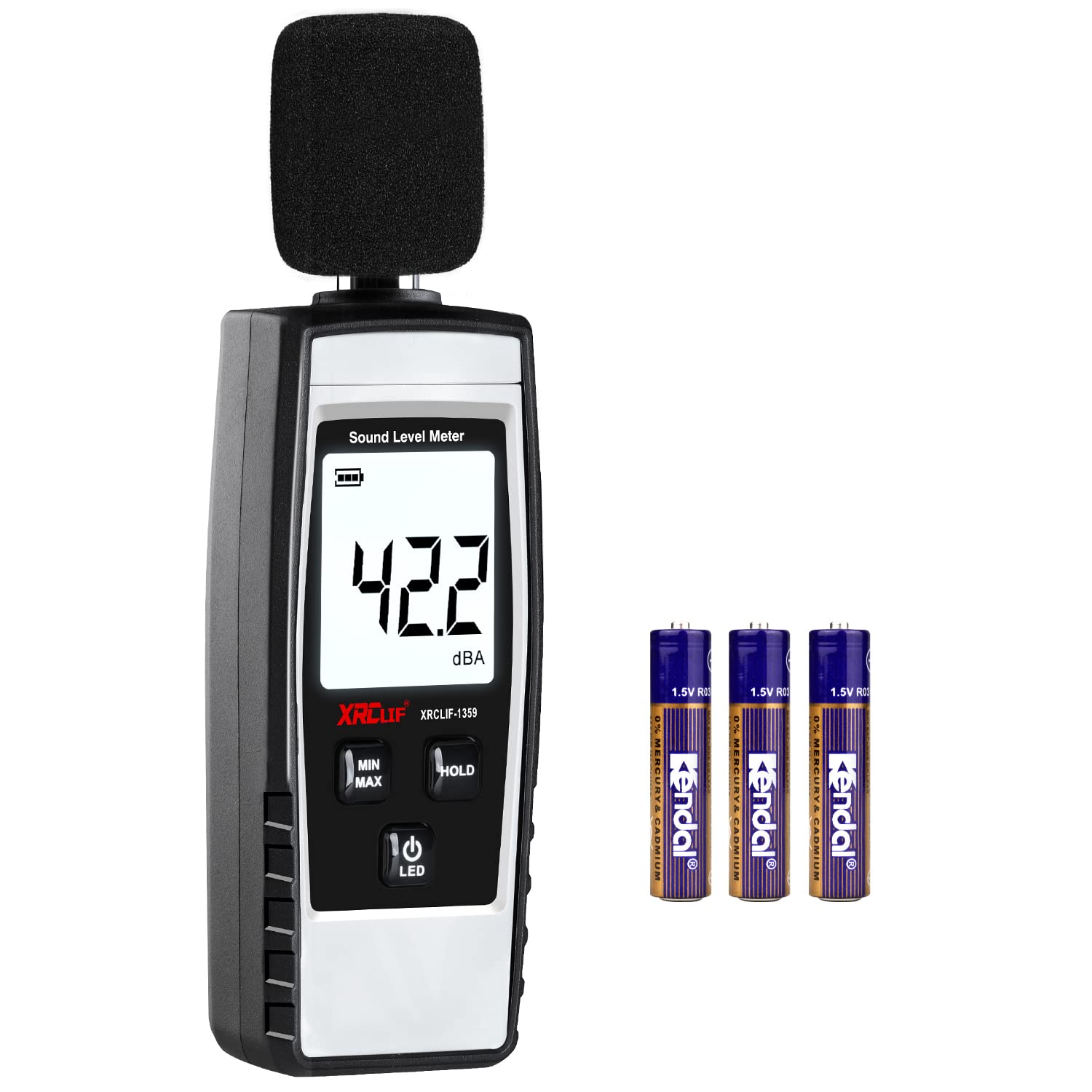 Digital Sound Level Meter Hand-held Sound dB Meter with Programmable Alarm Value Function, 30-130dB(A) Decibel Sound Noise Meter Tester Measurement with LCD Dispaly, Max/Min/Hold Function Gray
