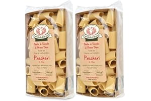 Rustichella d'Abruzzo Paccheri Pasta (2 Pack) - 500g Classic Durum Wheat Large Tube Pasta - Perfect for Hearty Sauces - Cooks in 13-15 Minutes - Authentic Italian Flavor