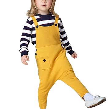 Kinder Baumwolle Latzhose Jeans Hose - hibote Baby Mädchen Overall mit Knöpfen 1-5 Jahre