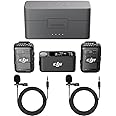 DJI Mic 2 (2 TX + 1 RX + Charging Case), All-in-one Wireless Microphone, Intelligent Noise Cancelling, for iPhone, Android, Camera Bundle with, 2x Turnstile Omnidirectional Condenser Lavalier