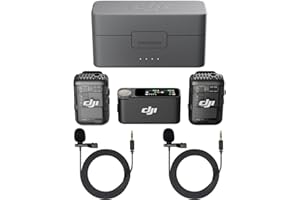 DJI Mic 2 (2 TX + 1 RX + Charging Case), All-in-one Wireless Microphone, Intelligent Noise Cancelling, for iPhone, Android, Camera Bundle with, 2x Turnstile Omnidirectional Condenser Lavalier
