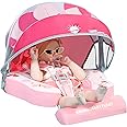 2025 Bed Floating Mambobaby Non Inflatable Baby Float with Canopy Skin-Friendly Relaxing Infant Pool Float Solid Swim Pool Float Mambo Float Swim Trainer with Tail Swim Ring for Baby Aged 3-24 Months