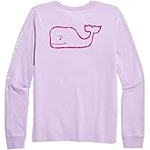 Vineyard Vines Girls Girls' Two-Toned Vintage Whale Long-Sleeve Pocket Tee
