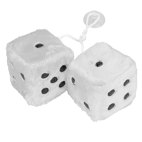 DOS Auto würfel plüsch, 3 Zoll Paar Retro Quadratische Spiegel Würfel mit plüsch, Paar Fuzzy Plüsch Würfel mit Punkten für Au