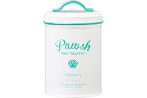 Amici Pet, , Pawsh Mint Fine Treatery Metal Storage Canister, Food Safe, Push Top Lid, 44 Ounces
