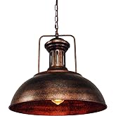 LMSOD Industrial Dome Pendant Light Fixture, Farmhouse Barn Hanging Ceiling Lighting for Kitchen Island, Dining Room, Rustic 