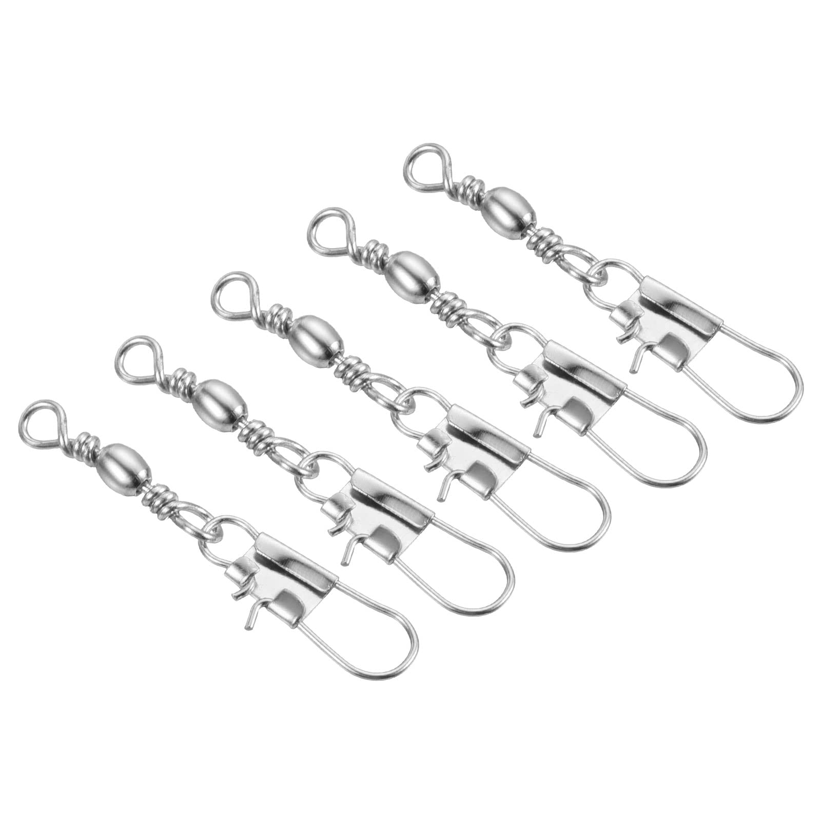 PATIKIL Fishing Barrel Swivel with Interlock Snap, 50Pcs 11lb Carbon Steel Solid Ring Terminal Tackle for Saltwater Freshwater Fishing, Silver