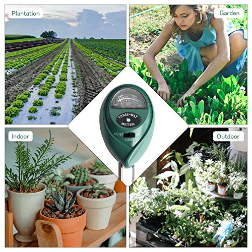 Besmon Soil Moisture Sensor Meter,Soil Test Kit Plant Moisture Meter 3-in-1 Soil pH Tester for Plant Care,Gardening, Farming, No Batteries Required
