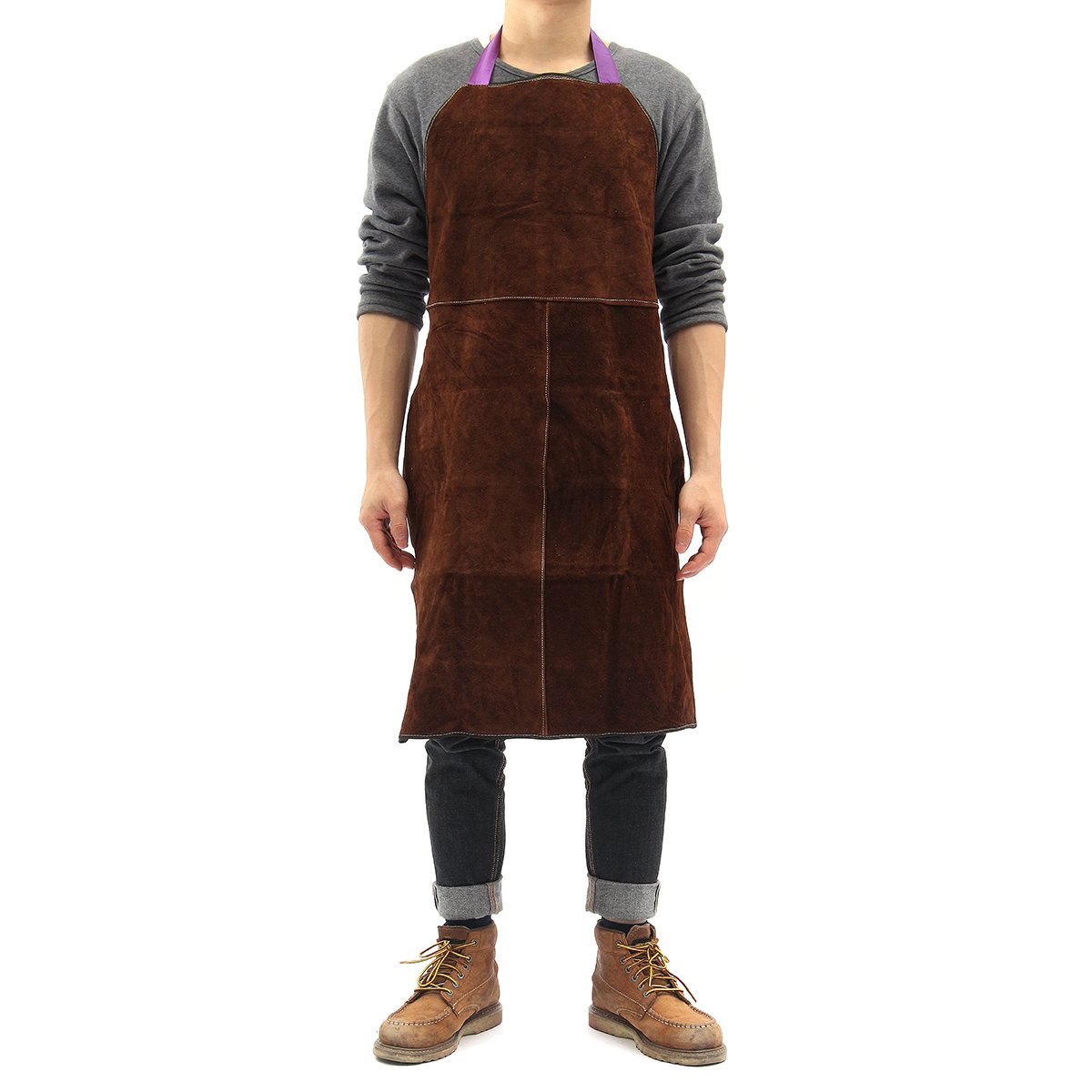 MASUNN Welding Equipment Welder Heat Insulation Protection Apron Cow Leather 60x90cm - Brown