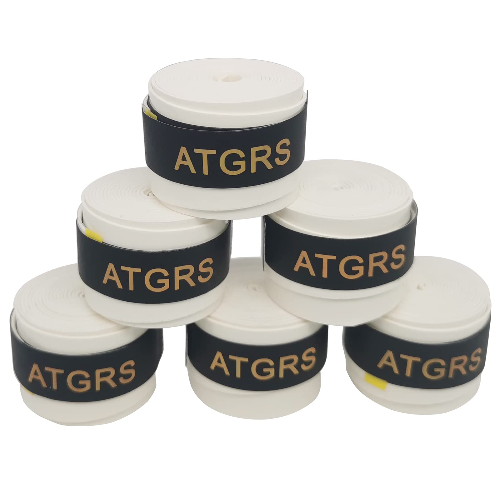 Gristor Tennis Racket Grip Tape, (6 Pack) Dry Feel Tennis Grips, Absorbent and Enhanced Tennis Racquet Overgrip (White 6pcs)