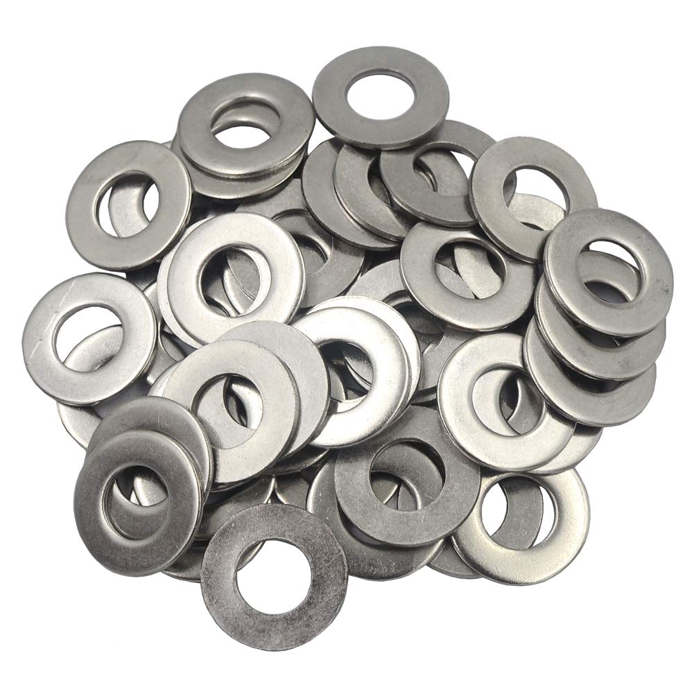 DGOL 100 pcs 3/8 inch 304 Stainless Steel SAE Flat Washer, 3/8 inch x 13/16 inch Washers Assortment Kit