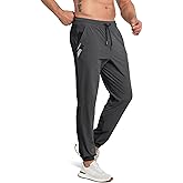 BROKIG Men's DryUp Running Track Pants 3 Pockets, Lightweight Workout Pant Casual Nylon Thin Stretch Gym Pants for Men