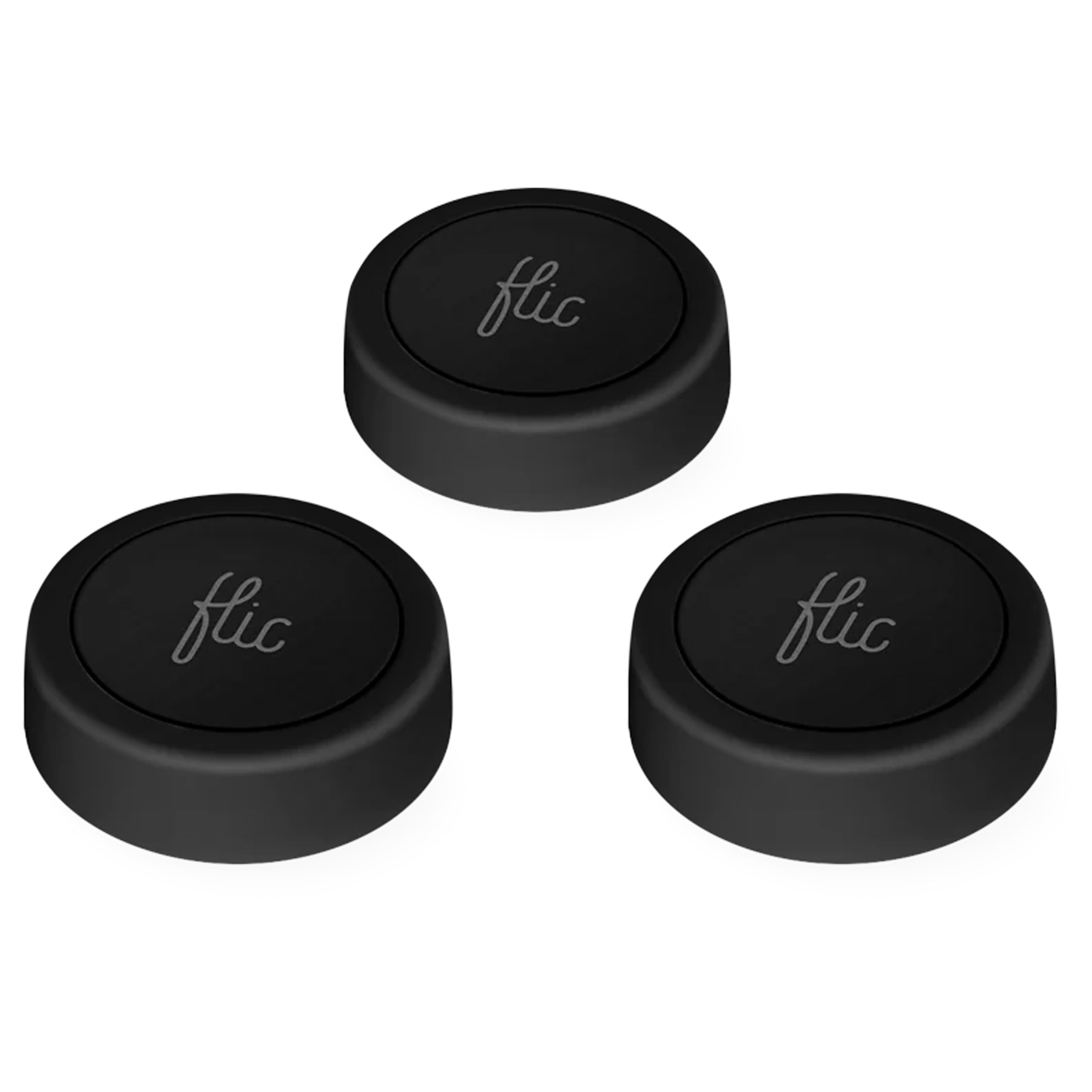 Flic Smart Button Black – 3-Pack. Control Lights, Music & More with Push, Double Push, or Hold. Works with Alexa, HomeKit, Matter. Setup on iOS/Android via Flic App. Bluetooth & WiFi Required.