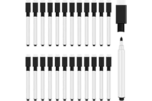 JEFURE 25Pcs Black Magnetic Dry Erase Markers with Eraser Cap, White Board Mini Dry erase Markers Bulk, Fine Point Tip Studen