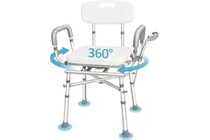 AGRISH Swivel Shower Chair with Arms and Back, 500lbs Heavy Duty Shower Chair for Elderly and Disabled, Handicap Shower Chairs for Inside Shower Stool & Bath Tub Seat for Adults
