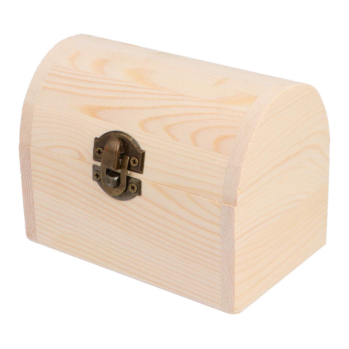 Wooden Storage Chest Unfinished Wood Jewelry Box Wooden Box with Lid and Locking Clasp DIY Craft Storage Case for Jewelry Home Wedding Centerpiece Decoration (Arch) Unfinished Wood