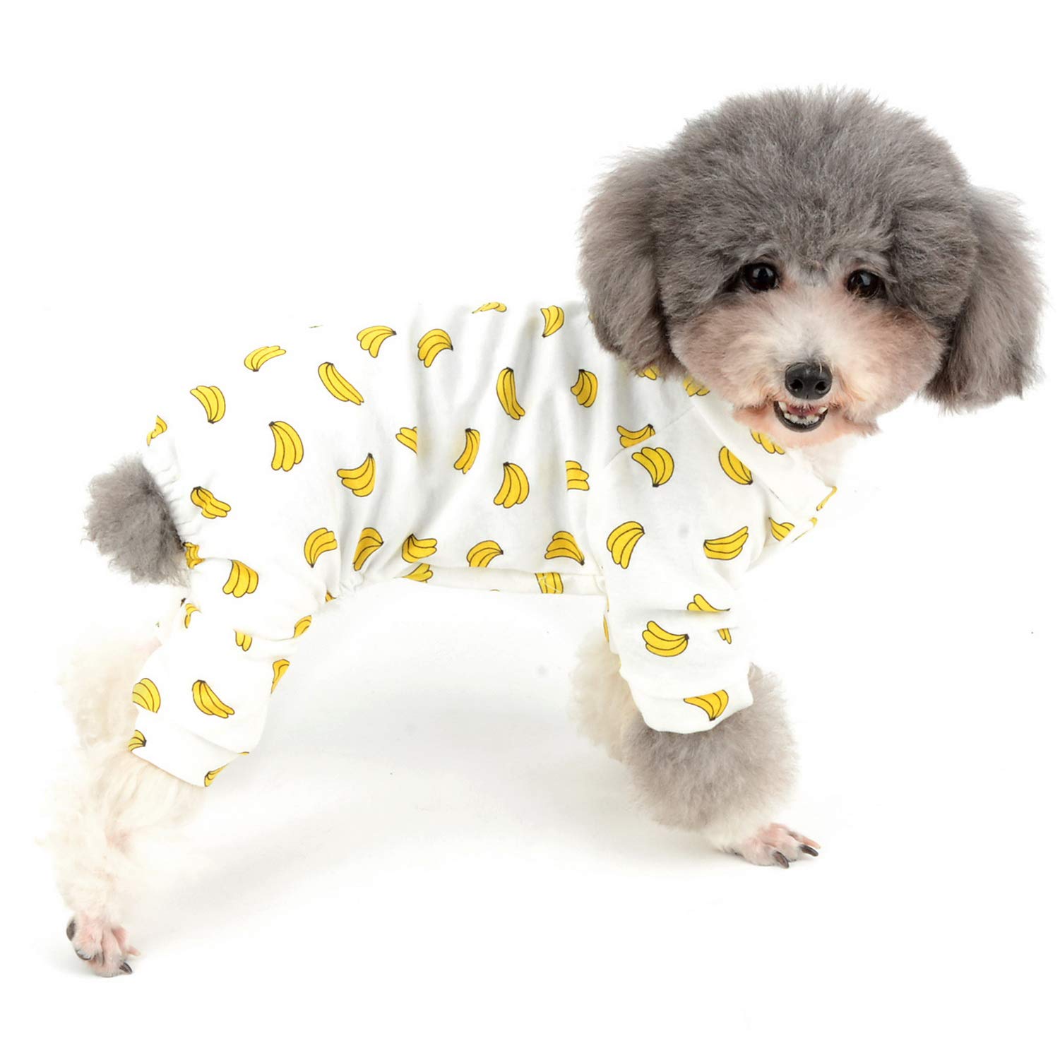 Zunea Small Dog Jumpsuit Adorable Banana Overalls Soft Cotton Pyjamas Rompers Puppy Sleeping Clothes Unisex Four Legs Pjs Apparel for Pet Cats Pups XXL
