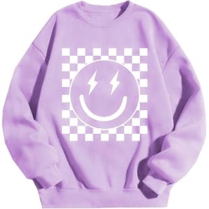 Fvnbvrst Girls Smile Crewneck Sweatshirt Teen Hoodies Preppy Pullover Fall | hoodies for teens, cute clothes for girls 7-14,