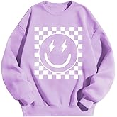 Beutyest Girl's Smile Face Long Sleeve Crew Neck Sweatshirts Oversized Pullover Cute Hoodies