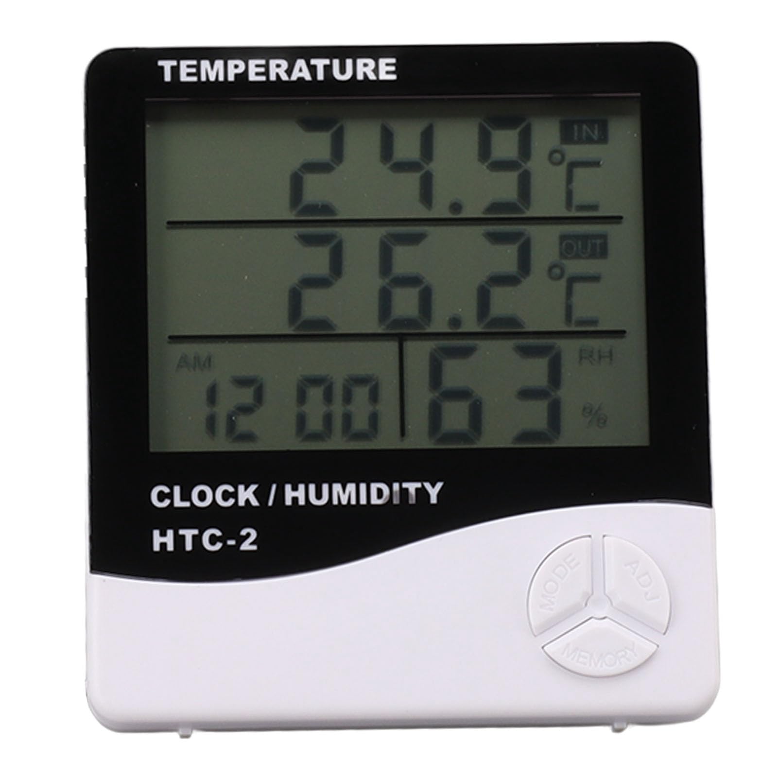 Thermometer, Indoor Outdoor Electronic Thermometer, Large Screen Display Temperature Humidity Meter with Alarm Clock Function for Greenhouse, Home, Kitchen, Garden, Aquarium