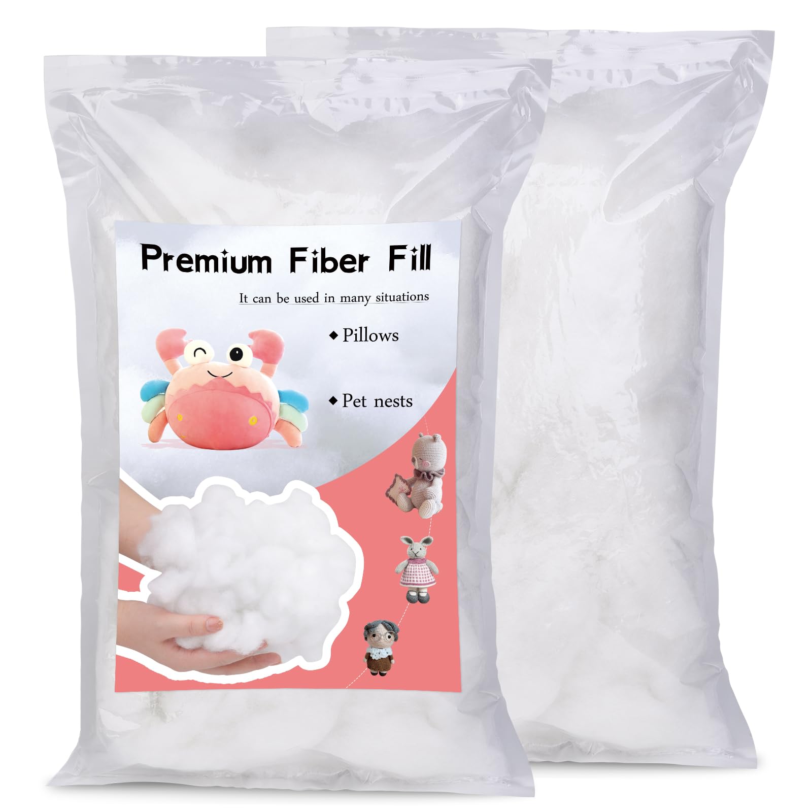 400g Polyester Fiber Filling, Fiber Filling, Super Soft and High Elastic Filling Fiber For Stuffing for Small Pillow Cushion Stuffing DIY Crafts Recyclable (400g/14.1OZ)
