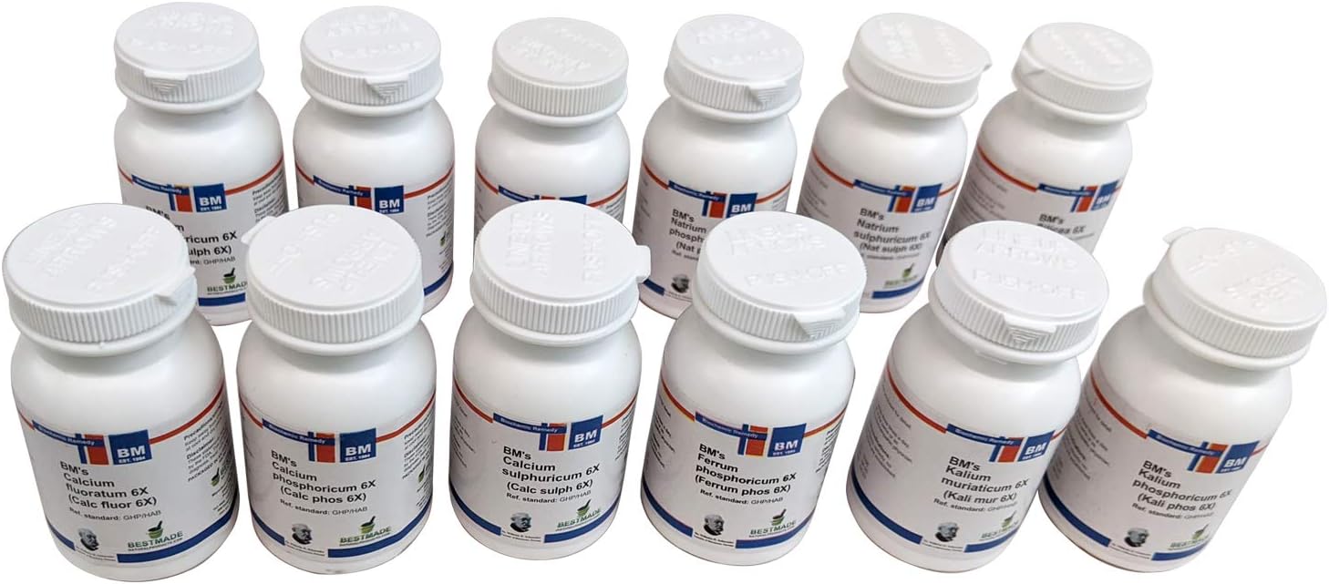 Economy Pack Tissue Cell Salt Kit All 12 Schussler Cell Salts with Easy to Use Remedy Chart, Boost Your Immune System, Stimulate Natural Healing, Provide Cellular Nutrition Vital to Cellular Function: Health & Personal Care