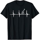 Safari Giraffe Lover Heartbeat EKG Pulse Camelopard Ruminant T-Shirt