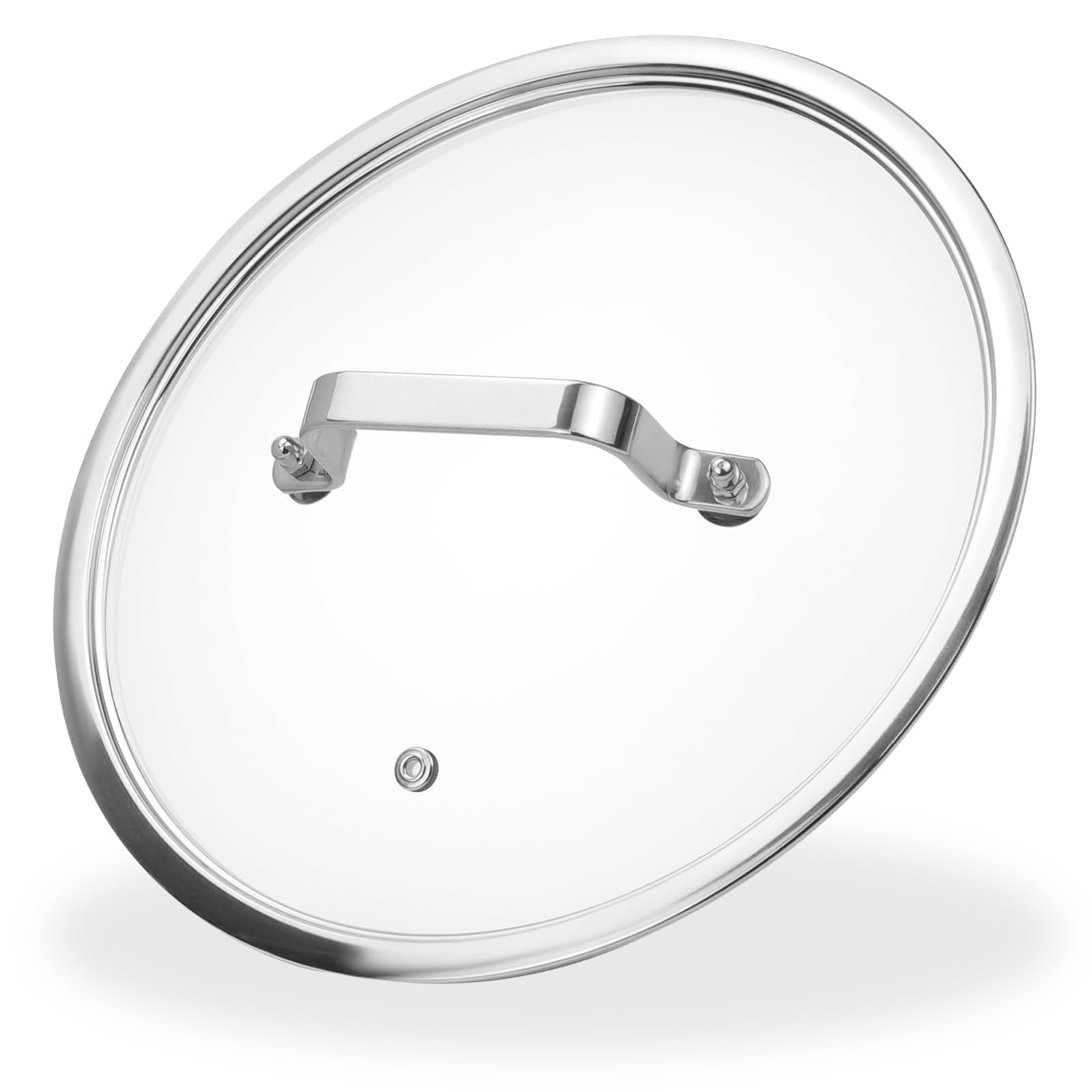 Photo 1 of 10 Inch Glass Lid for Pan, Universal Pot Cover Replacement - Dishwasher Safe, Oven Safe, Glass Cover with Stainless Steel Edge & Wide Strap Handle for Kitchen