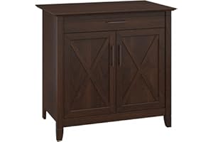 Bush Furniture Key West Secretary Desk | Hidden Desk for Home Office in Bing Cherry | 30W x 20D Modern Farmhouse Desk for Sma