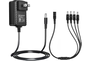 Security-01 AC 100-240V to DC 12V 2A Power Supply Adapter with 4 Ways Splitter Cable for Security Camera/DVR/NVR/Led Strip Li