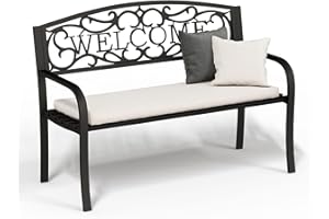 Big Lighting Deals Garden Bench, 660Lbs Heavy-Duty Porch Bench, Weatherproof Metal Outdoor Bench Suitable for Parks, Terraces, Porches, Gardens. (1, S-Shape)