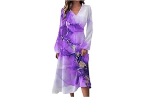 HPJKLYTR Spring Dresses for Women 2024 New Years Eve V-Neck Long Sleeve Gradient Plus Size Dresses for Curvy Formal Trendy