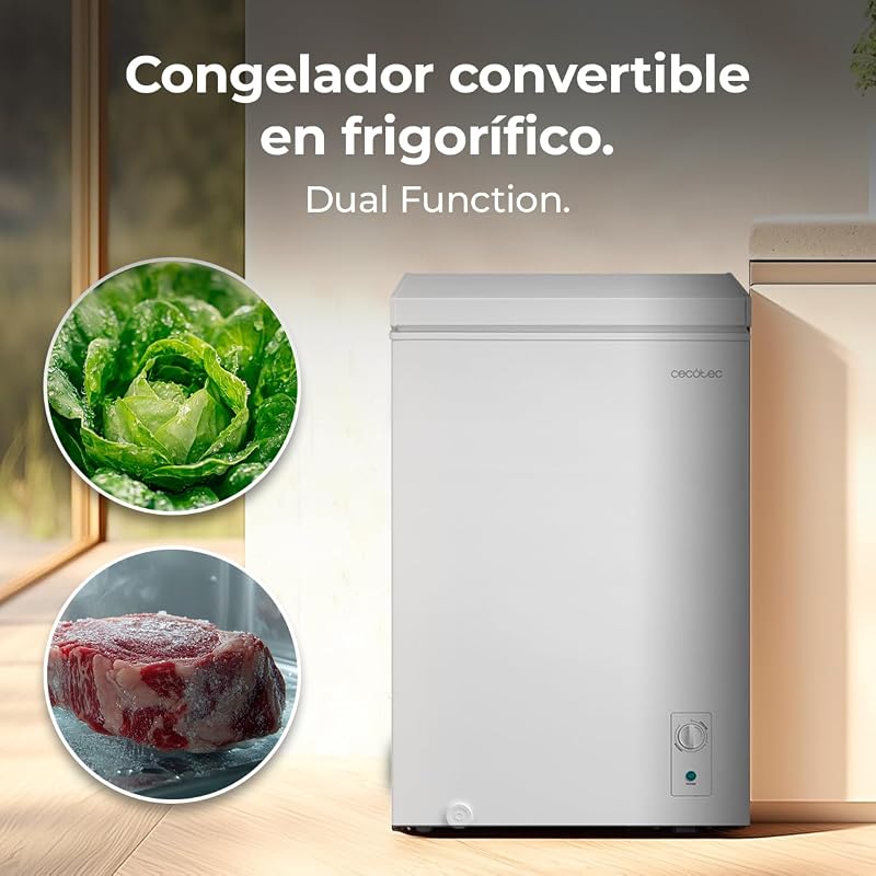 Congelador Horizontal 99L Bolero CoolMarket Chest 99M White D. Cesta con Asas, Control Mecánico LED, UltraContact D-Cool, Dual Function, Puerta ZeroG (80º-30º), Fast Freezing, Compacto