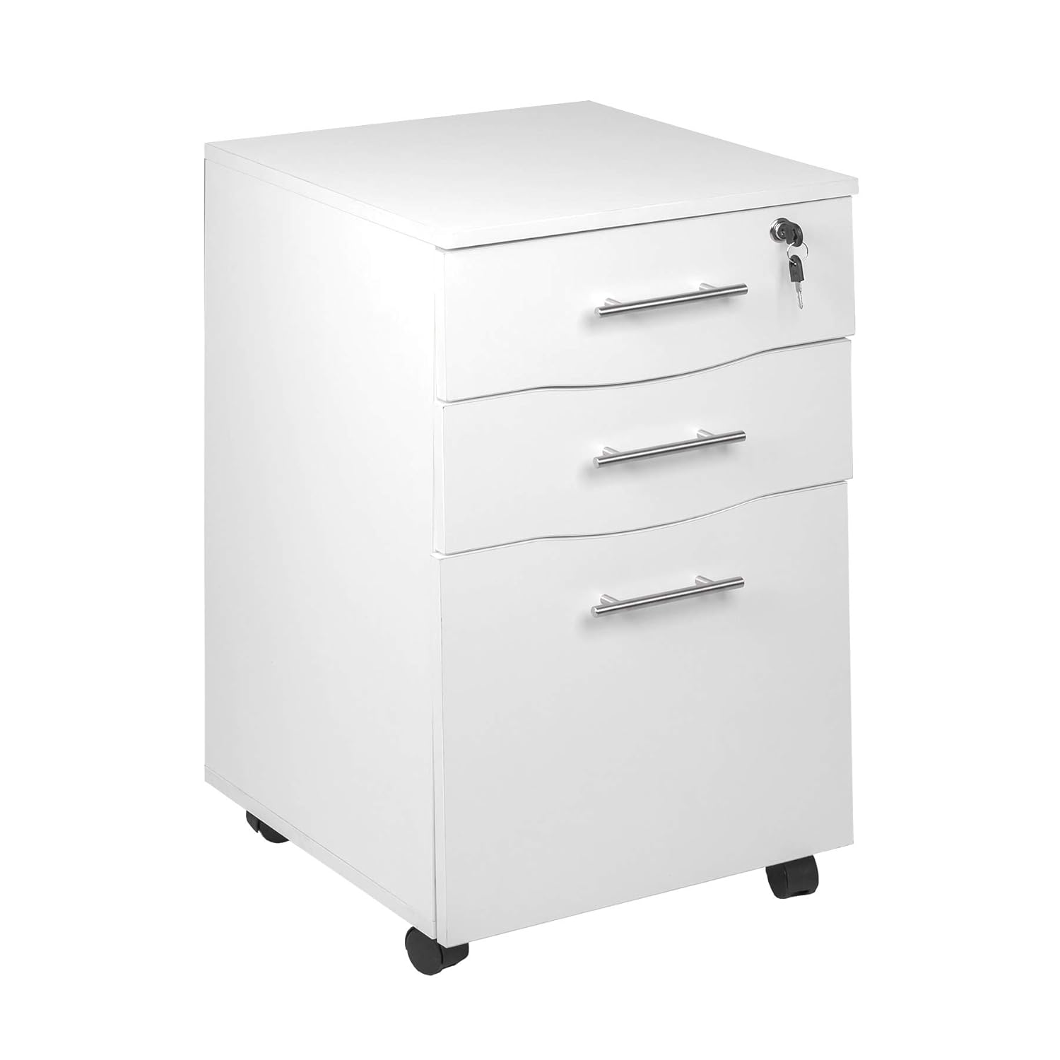 Mobile 3 Drawer Lockable White Under Desk Pedestal Unit A4