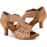 Ballroom Dance Shoes Women Latin Salsa Practice Dancer Shoes 2.5'' Heels YT02