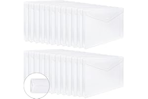 EOOUT 24pcs Clear Envelopes, Expandable Folders for Documents and Waterproof Folders with Snap Closure, A4 Size Letter Size, for School and Office Supplies