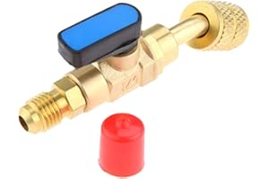 R410a Air Conditioner Ball Valve, 1/4" SAE Adapter HVAC A/C Angled Shut-Off Ball Valve for R22 R12 Refrigerant Brass Adapter