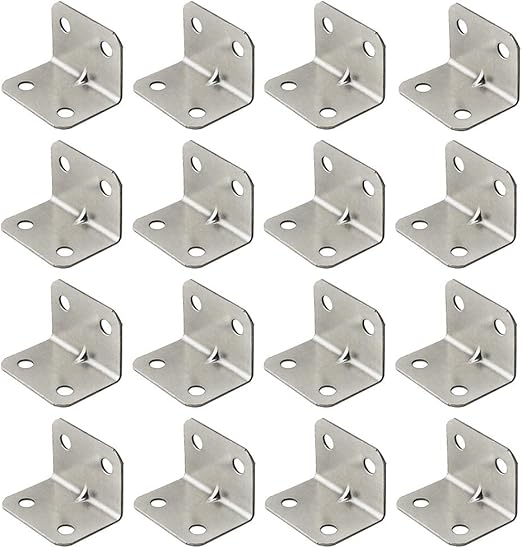 28 équerres L Noires Inox + 168 Vis, Pour Bois, Fixation Angle Solide, Lot