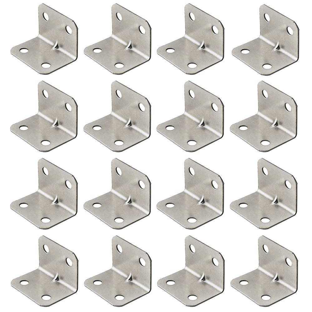 100 Pcs Stainless Steel Corner Bracket,L Shape Corner Brace/Heavy Duty Angle Brackets/Shelf Supports,90 Degree Right Angle Brackets,Right Angle Bracket Fastener,32 * 23.5mm