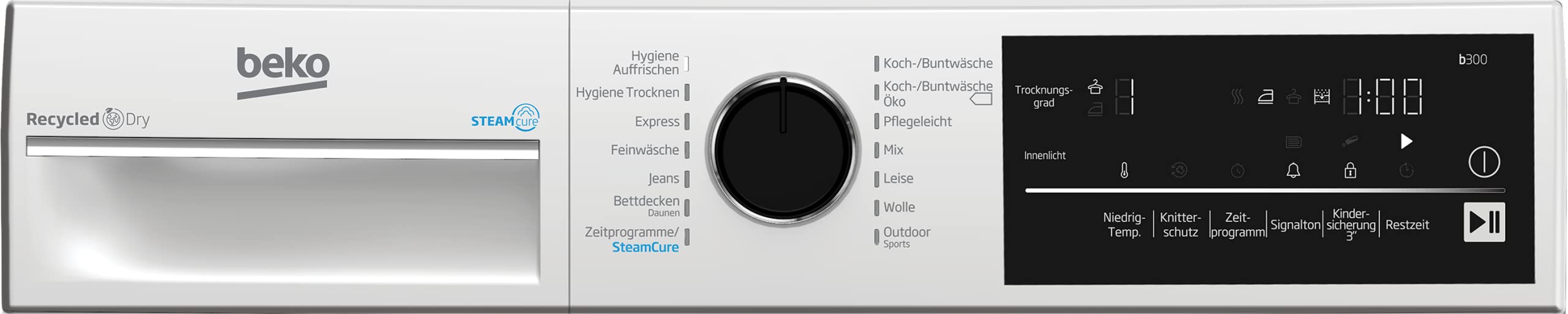 Beko B3T42240S b300 Wärmepumpentrockner, 8 kg, allergikergeeignet, Hygiene Trocknen & Hygiene Auffrischen, SteamCure - Dampffunktion, 14 Programme, Weiß 8