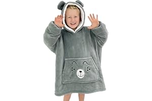 THE BIG SOFTY Wearable Blanket Kids 3-10yr, Fun Animal Kids Blanket Hoodie, Kids Comfy Hoodie Blanket, Hooded Blanket Kids Girl Boy Toddler