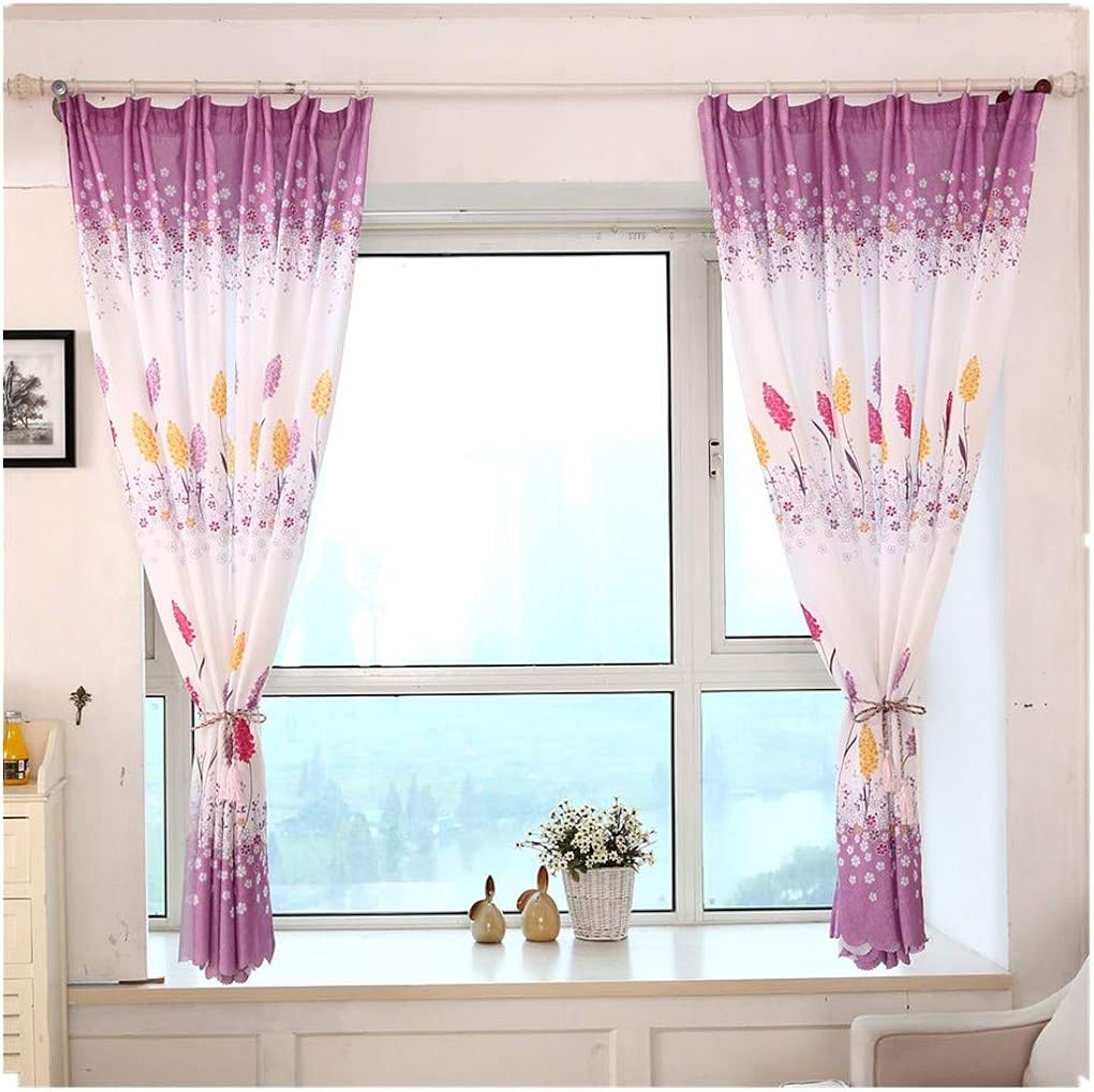 BBestseller 1 Piece Lavender Print Curtains for Windows Curtains for
