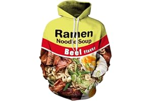 Keasmto 3D Ramen Chicken Noodle Soup Hoodie Beef Sweatshirt For Men Women Cotton Cute